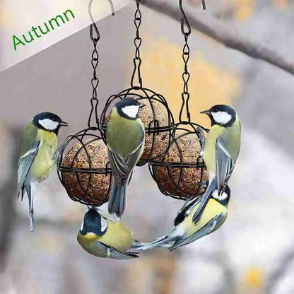 VELIF-Wild Bird Feeding For Year-Round- 8 Metal Hook Bird Feeders-Hanging Bird Feeder-Fat Ball Design