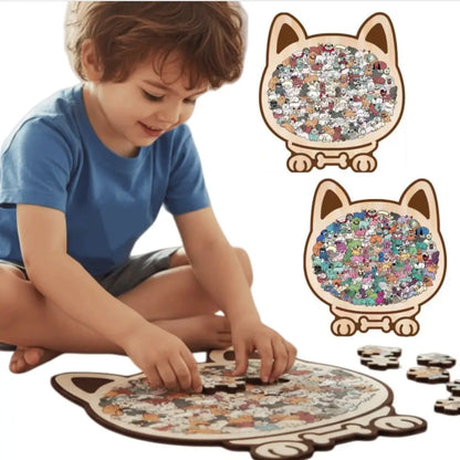 Animal Shape Dog Shaped Puzzle Thinking Training Early Education Puppies Wooden Puzzle Home Decor Jigsaw Children's Puzzle