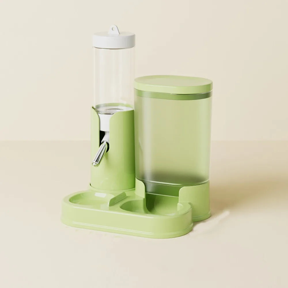 Easy Install 2 in 1 Hamster Water Dispenser Automatic with Base Pet Auto Dispenser Leak-Proof Food Feeding Bowl Indoor
