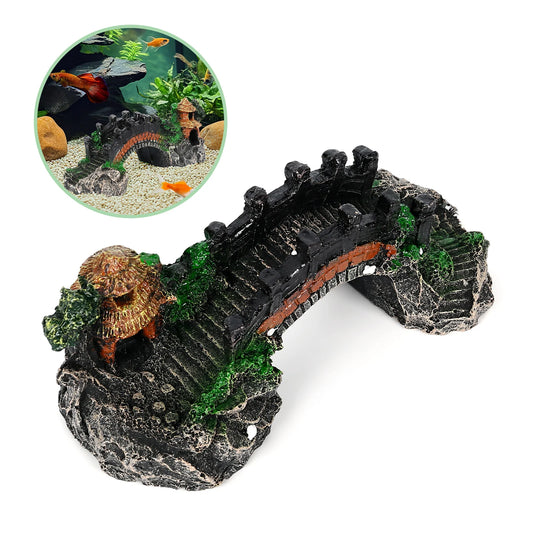 Resin Aquarium Artificial Bridge Decoration Small Arch Pavilion Fish Tank Landscape Ornaments For Realistic Underwater Scenery