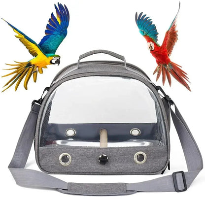 Bird Travel Carrier Backpack-Portable Foldable Parrot Bag with Perch Cage Side Window Design Small Pet Travel Supplies for Birds