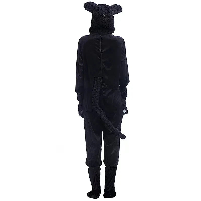 Adult Cosplay Black Cat Costume Animal Onesie Suitable for Halloween Party Dance Jumpsuits Costumes Props Suit Woman Men