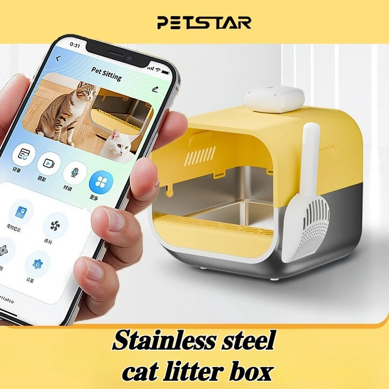 Stainless Steel Litter Box Scratch-resistant and Wear-resistant Cat Litter Tray 63L Large Cats Toilet Sandbox Cat Accessories
