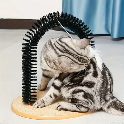 Cat grooming device, indoor cat brush toy, arch grooming device, cat massager toy