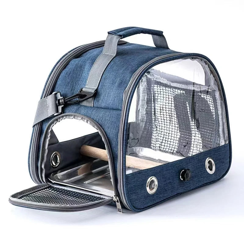 Small Bird Travel Carrier Portable Parrot Parakeet with Standing Side Access Window Foldable Outdoor Carry Bird Carrier Bag