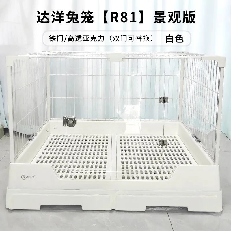 Rabbit Cage with Double Drawers, Urine-Proof, Extra-Large Acrylic Landscape Cage for Home Use