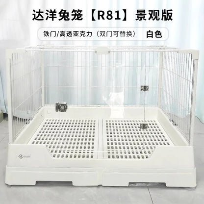 Rabbit Cage with Double Drawers, Urine-Proof, Extra-Large Acrylic Landscape Cage for Home Use