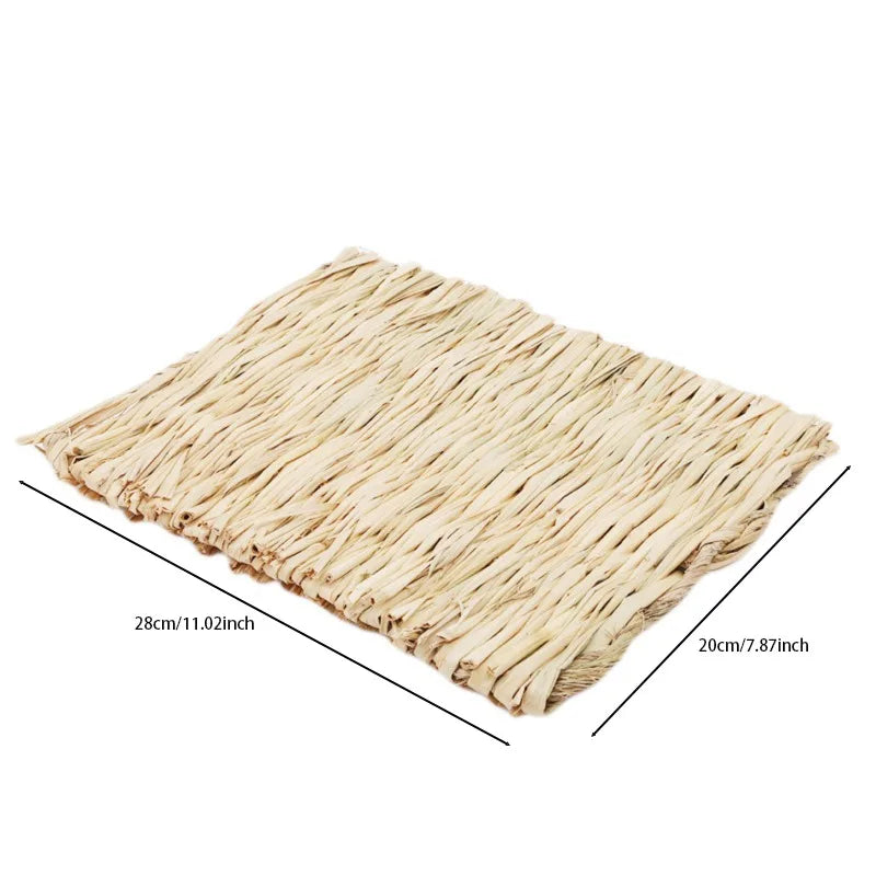 Foldable Woven Rabbit Cages Pets Hamster Guinea Pig Bunny Grass Chew Toy Mat House Bed Nests for Small Animal Rabbit Accessories