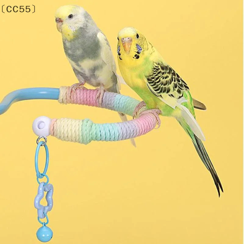 〔CC55〕Bird Perch Stand Bird Training Portable Tabletop Platform Parrot Lovebirds Indoor Budgies Bending Stand Cage Accessories