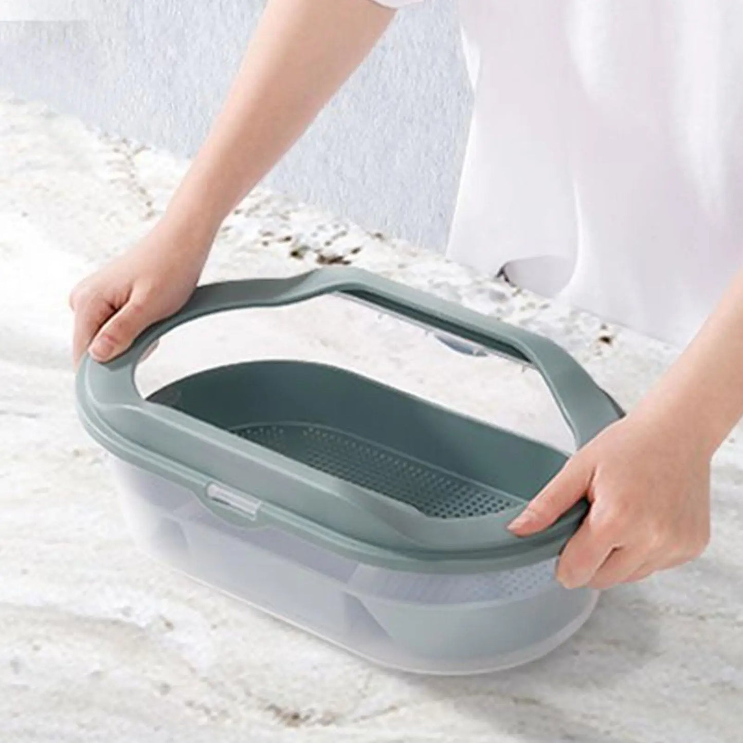 Turtle Terrarium Water Turtle Tank Bottom Drainage Basking Stage Clear Lid Area Habitat Breeding Box for Hermit Gecko Hermit