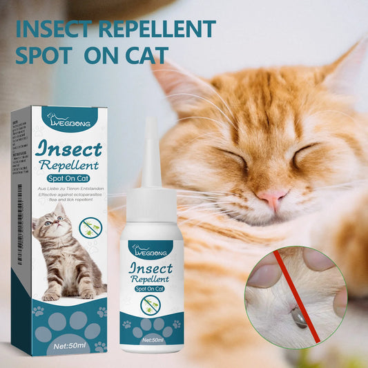 YEGBONG 50ml Pet Flea Tick Repellent for Cat Dogs Topical Parasite Control Skin Cleansing Lice Tick Drops Fast Acting Waterproof