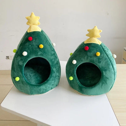 House Pet Supplies Pet Beds Christmas Tree Cat Litter Kennel Winter Warm Pet Litter Winter Cat