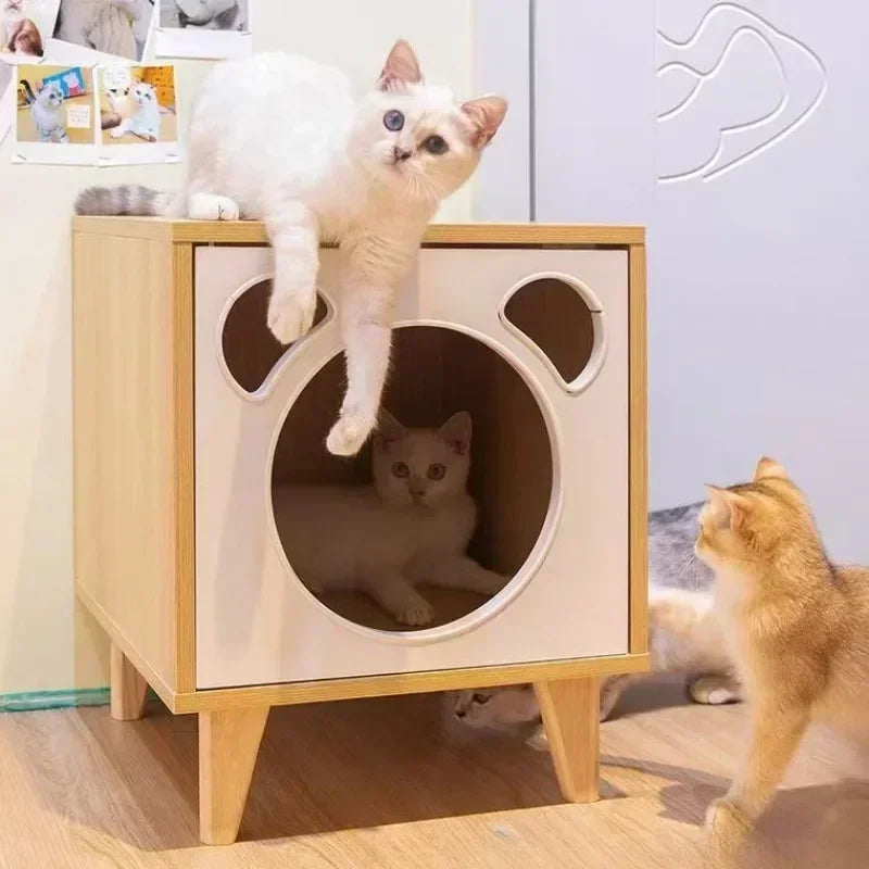 winter cat nest Living room solid wood cat house People and pets share furniture Room storage cabinet Pet cat house