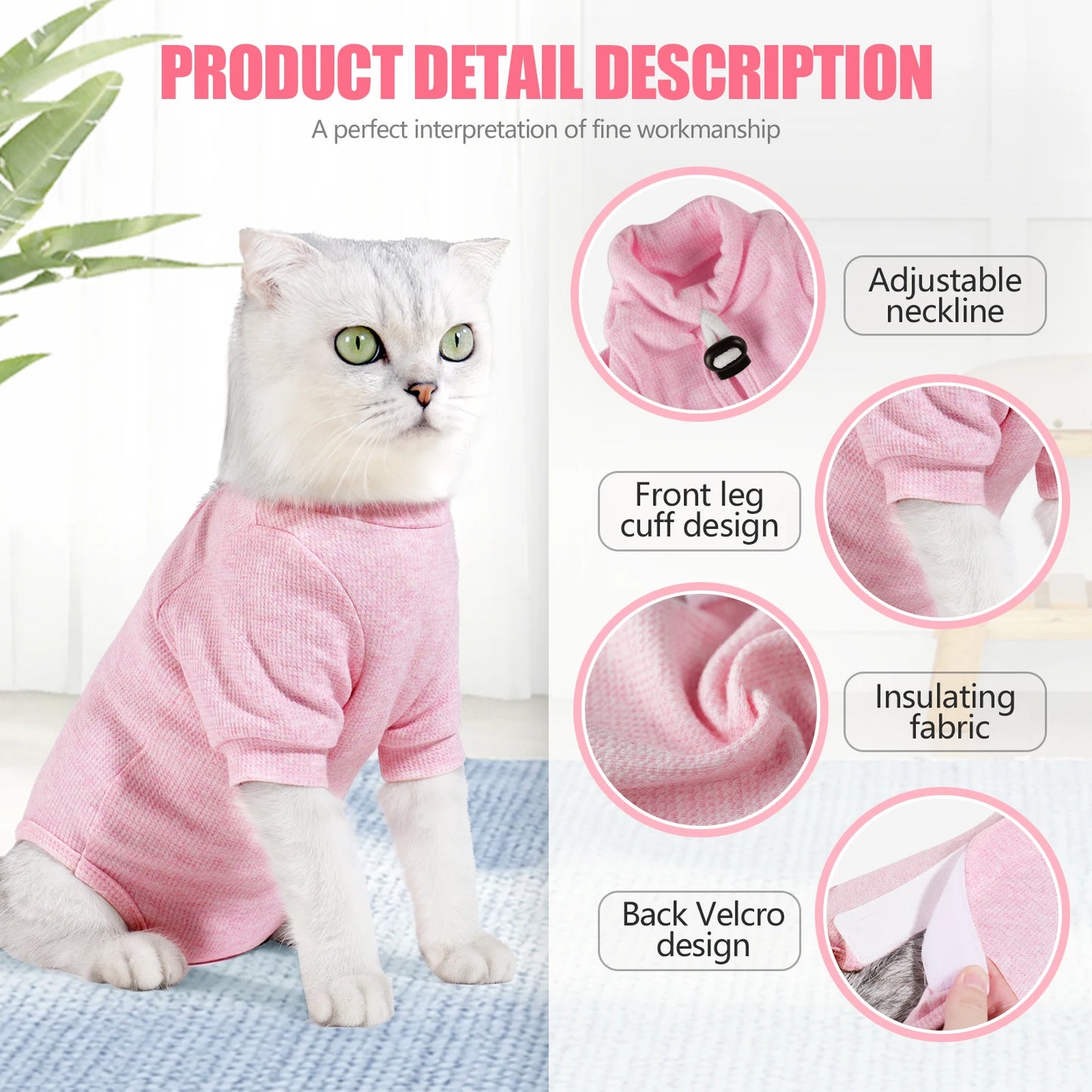 Cat Recovery Suit for Abdominal Wounds/Skin Diseases, Cat Onesie for Cats After Surgery,Breathable E-Collar Alternative for Cats