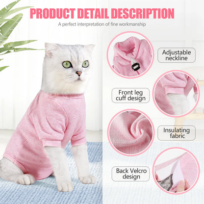 Cat Recovery Suit for Abdominal Wounds/Skin Diseases, Cat Onesie for Cats After Surgery,Breathable E-Collar Alternative for Cats