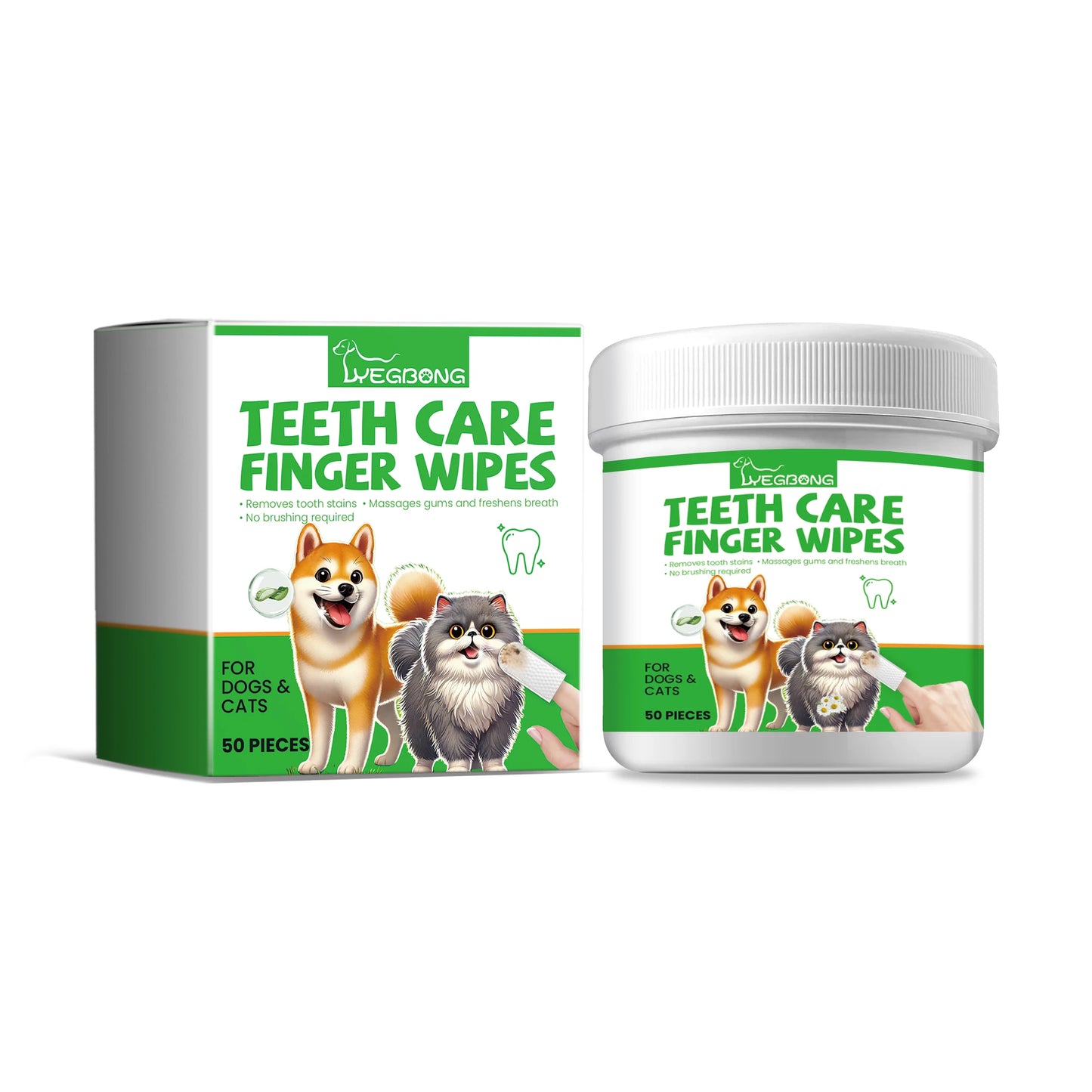 Pet Teeth Cleaning Wipes Dogs Cats Dental Care Remove Plaque Bad Breath Tartar Buildup No-Rinse Disposable Dog Teeth Finger Wipe