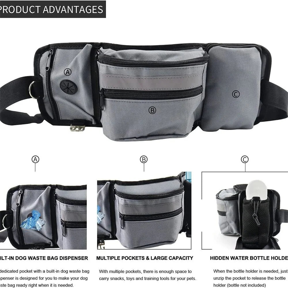 Dog Outdoor Training Waist Bag Multi-functional Dog Feeding Snack Bag Portable Walking Travel Dogs Treat Pouch With D Ring
