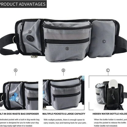 Dog Outdoor Training Waist Bag Multi-functional Dog Feeding Snack Bag Portable Walking Travel Dogs Treat Pouch With D Ring