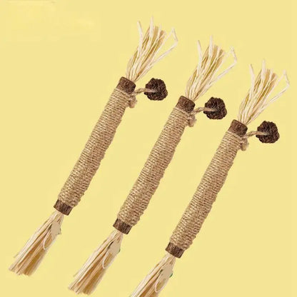 Cat Teeth Grinding Sticks Raffia Grass Wood Tianjiao Oral Clean Toys Gall Fruit for Feline Dental Health