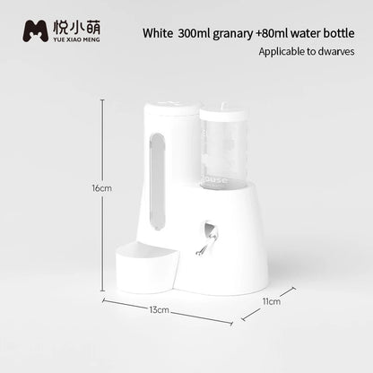 Hamster Water Feeder Small Animal Automatic Dispenser Drinking Water Bottle Bowls Dish with Food Container for Guinea Pig Rat