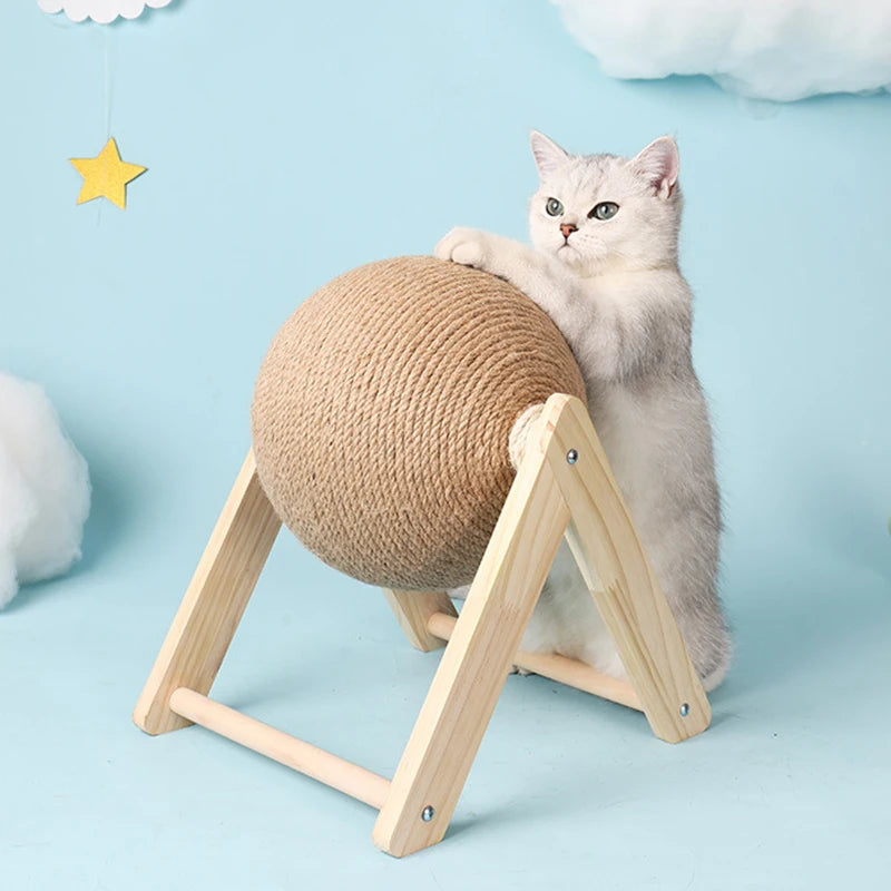 Cat Cratchers Ball Toys Sisal and Wood Stable Triangle Cats Indoor Stuff Sturdy Scratching Cool Scratch on Stand Spin
