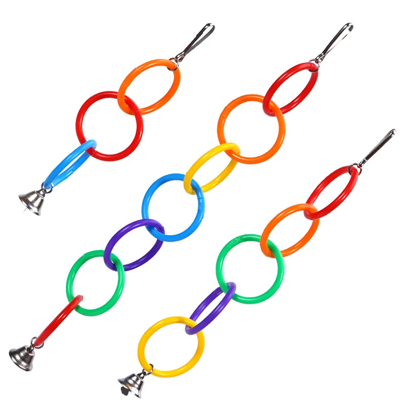 Bird Climbing Training Toy Colorful Ring Birds Relieve Boredom Climbing Toys Climbing Peony Black Phoenix Parrot Bird with Bells