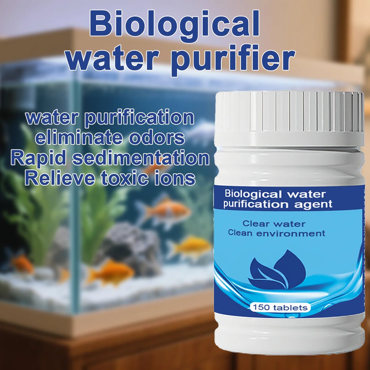 Aquarium Filter Media Set:Hollow Quartz Balls, Algae Remover, Nitrifying Bacteria, Conditioner&Bio-Clear Tabs for Fish Tank Care