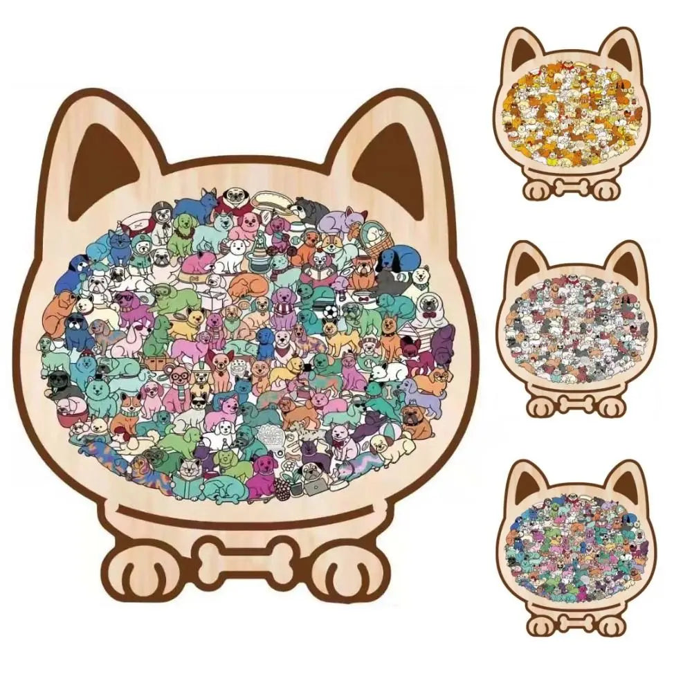 Animal Shape Dog Shaped Puzzle Early Education Thinking Training Puppies Wooden Puzzle Fun And Difficult Jigsaw