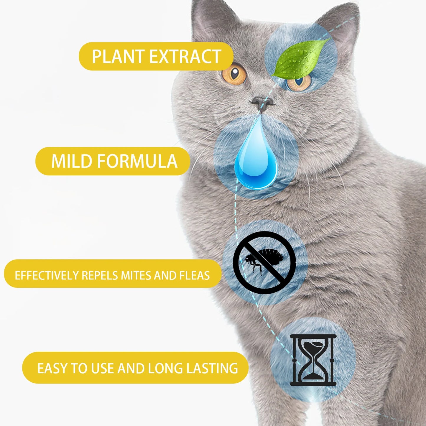 Cat Flea & Tick Treatment Drops - Fast-Acting Flea Lice Remover for Cats | Relieve Skin Itching | External Insect Repellent