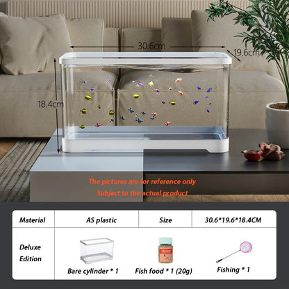 Acrylic Aquariums Small Fish Tank Household Desktop Decoration Fishbowl Transparent Aquarium Fish Breeder Box with Light