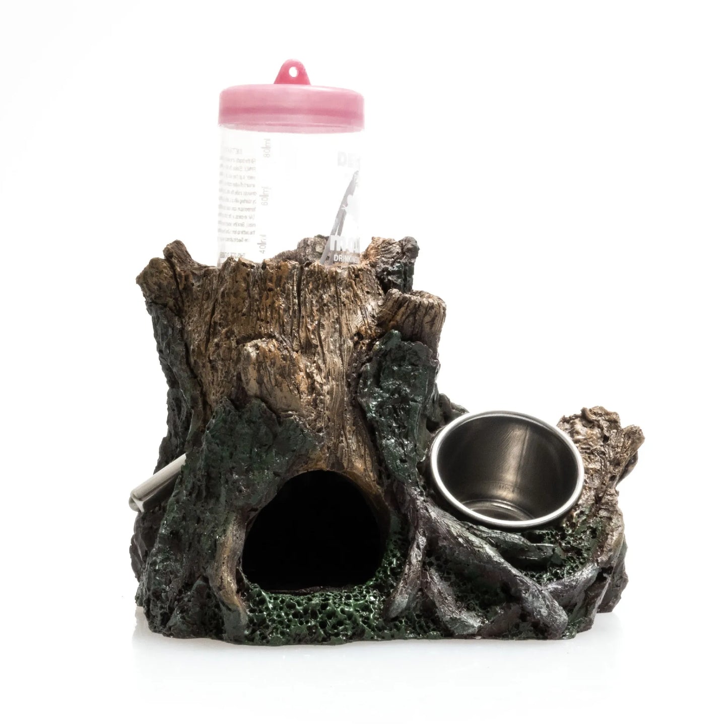 Hamster Auto Feeder Water Dispenser Resin Hideout Cave Small Pet Shelter Simulation Tree Root House