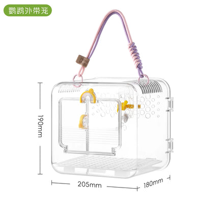 Portable Ventilated Transparent Outdoor Travel Bird Carrier Cage Small Parrots Budgie Cockatiel Lovebird Parakeet Transport Case