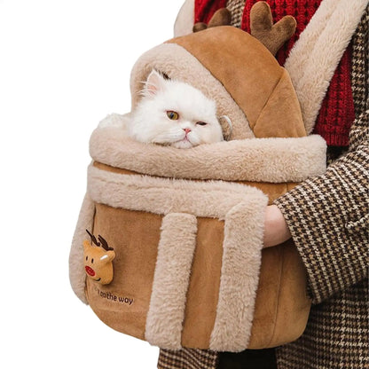 Pet Carrier Bag Cat Carrier Warm Puppy Outgoing Backpack Winter Warm Pet Bag Luxury Hand Tote Car Seat Furry Nest Pet Handbag