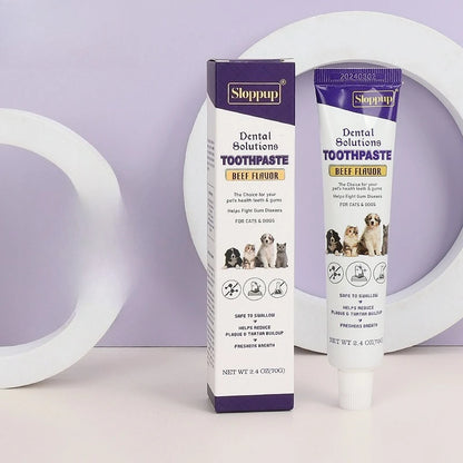 Pet Dental Care Gel Natural Beef Flavor Toothpaste for Dogs Cats Plaque Remover Fresh Breath Oral Solution Pet Supplies