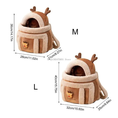 Carriers Bag for Small Pet Dog Carriers Backpacks Portable Cats Travel Carriers Winter Pet Cage Furry Warm Carriers
