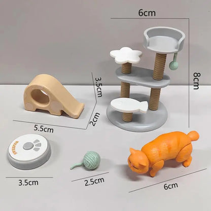 1 Set Micro Landscape Dollhouse Cat Trees Scratcher Set Miniature Cat Ornament Decorative Accessories Toy For Pet Lovers