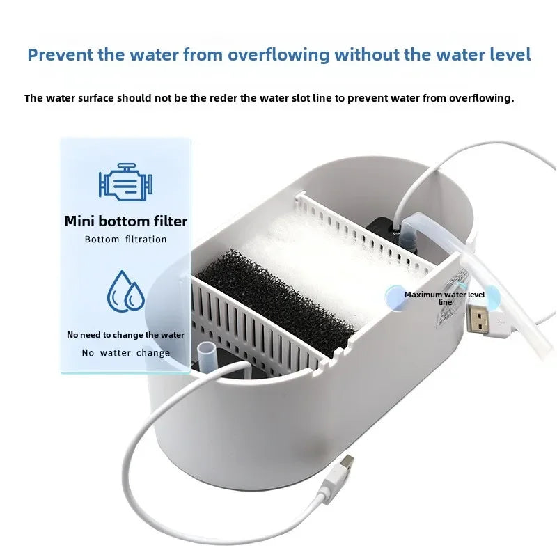 Mini Desktop Aquarium With Miniature Fish Tank with Biochemical Filtration System & LED Small Aquatic Eco Box Home Decor