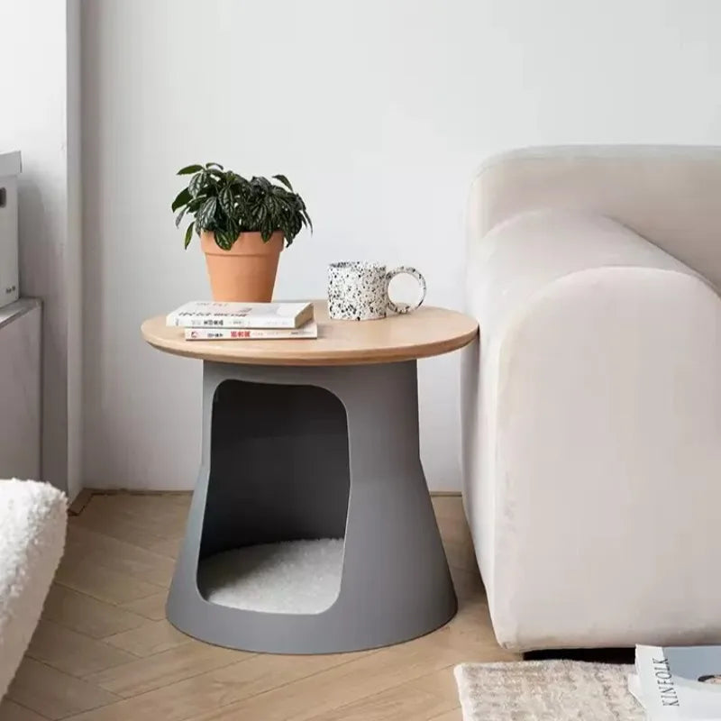 Solid Wood Minimalist Cat Side Table Multi-Functional Coffee Table Pet Bed for Living Room Home Use Cat Furniture