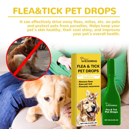 Pet Flea & Tick Drops Effectively Drive Away Fleas Mites Improve Pet Skin Healthy Relieve Itching Discomfort Pet Skin Care Agent