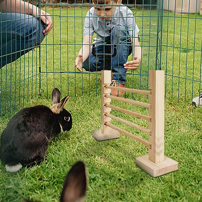 Rabbit Exercise Obstacle Wooden Bunny Agility Equipment Adjustable Height Small Animal Toy Training Games for Pet Habitat Ferret