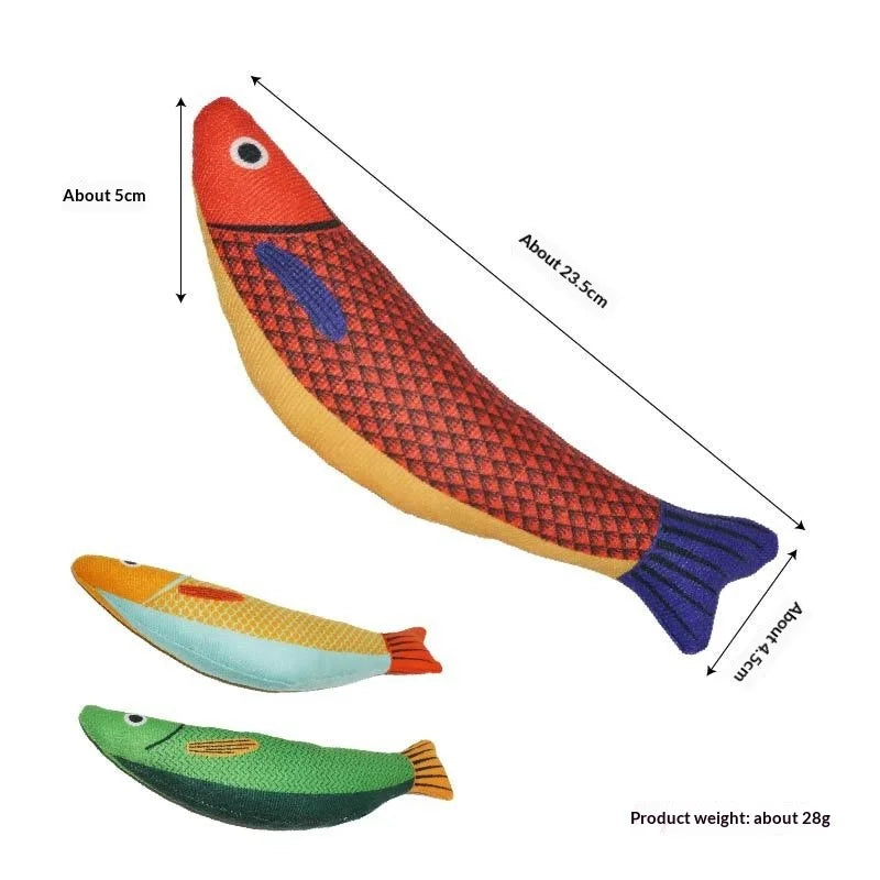 Cat Toys for Bored Cats Interactive Plush Fish with Printing Teething and Durable Chew Toys for Kittens Pet Supplies Wholesale