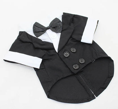 Halloween Dog Costume Pet Formal Tuxedo Dress & Wedding Suit Big Dog Clothes with Black Bow Cosplay Large Pet Clothing for Party