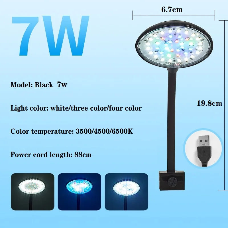 USB Aquarium Light 5W 7W LED Waterproof Fish Tank Lighting Underwater Fish Lamp Aquariums Decor Plant Lamp Mini Fish Tank Light