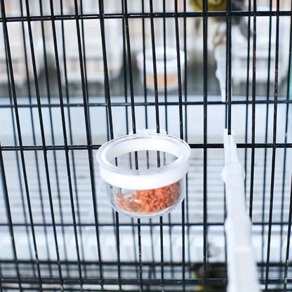 Bird Feeders Cup, Parrot Feed Box with Holder, Bird Cage Feeding Supplies