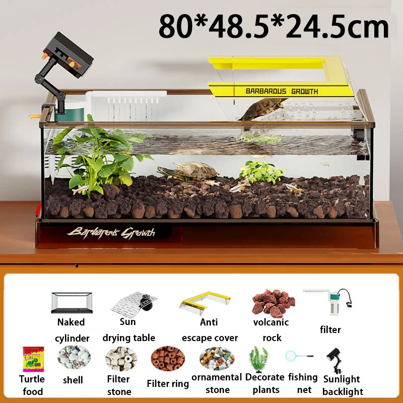 Aquarium Terrariums Large Ecological Tank Desktop Decoration Turtle Fish Tank Household Transparent Glass Reptile Breeding Case