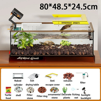 Aquarium Terrariums Large Ecological Tank Desktop Decoration Turtle Fish Tank Household Transparent Glass Reptile Breeding Case