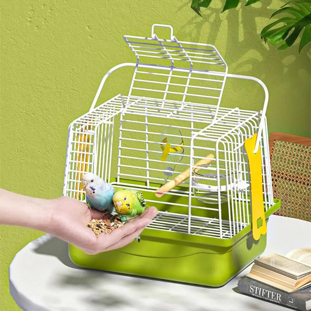 Removable Portable Bird Cage Durable Bite Resistant Bird Travel Carrier Cage with Handle with Standing Pole Bird Carrier Bag