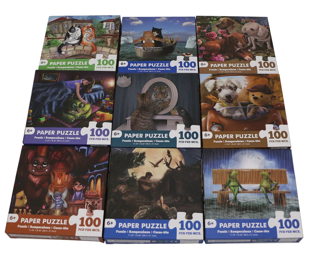 100 Pieces Jigsaw Puzzle Assembling Picture Dog Animals Decompression Puzzles Toy for Adult Children Kids Educational Gifts