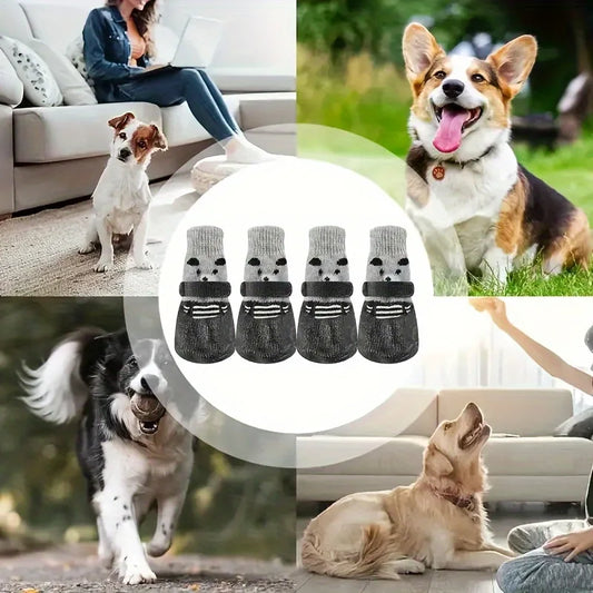 Warm Anti-slip Soft-soled Shoes for Dogs in Winter Puppy Essentials Silicone Rain and Snow Outdoor Socks Dog Shoes Waterproof