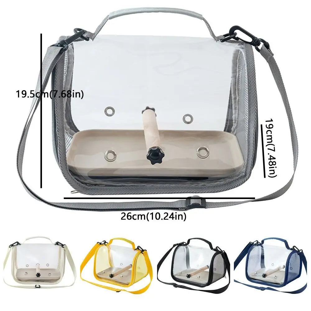 Portable Bird Carrier Bag Folding Wooden Stand Travel Bird Cage Large Capacity Breathable Mesh Parrot Out Bag Hiking Adventures